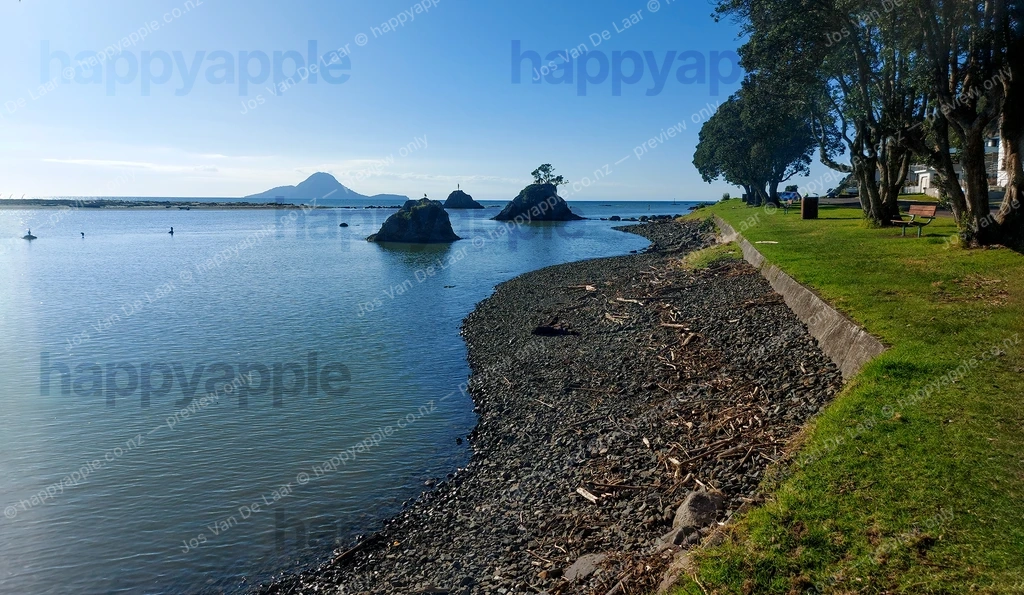 Whakatāne Harbour at Low Tide with Mōtū Island Sentinels — Landscape photo by Jos Van De Laar