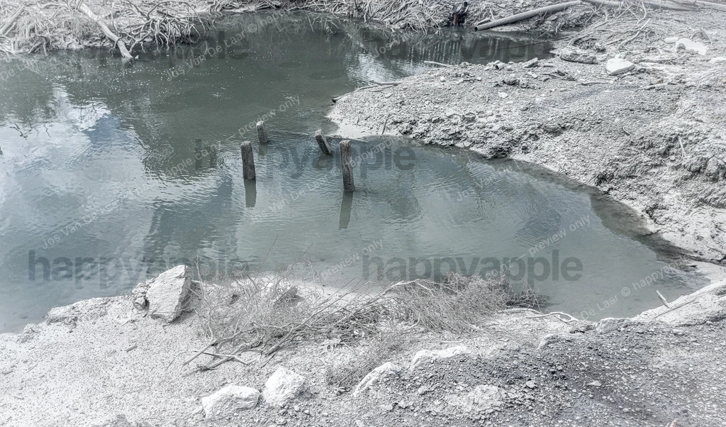 Volcanic Pool with Submerged Posts, Rotorua Geothermal Area — Nature photo by Jos Van De Laar