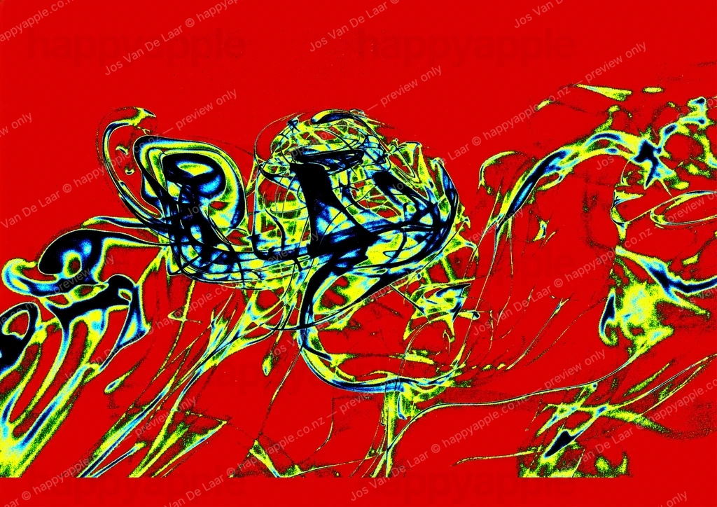 Crimson Chaos: Neon Smoke Swirls in Electric Abstract Fury — Abstract photo by Jos Van De Laar