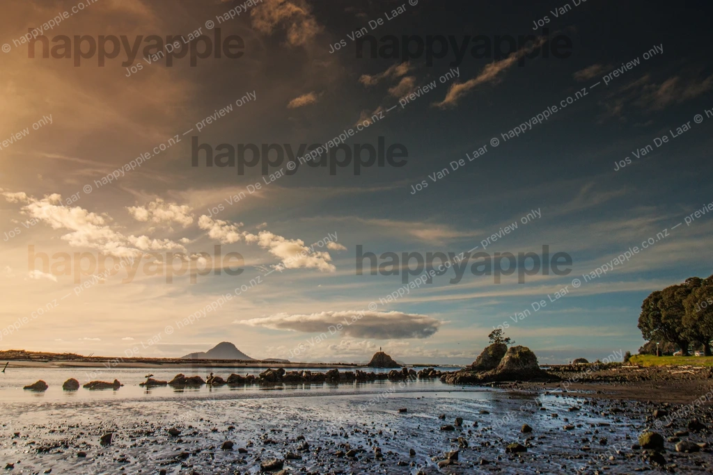 Golden Hour at The Heads — Tidal Flats and Volcanic Silhouettes — Landscape photo by Jos Van De Laar