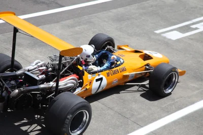 McLaren Cars #7 Formula 1 Vintage Race Car in the Pit Lane